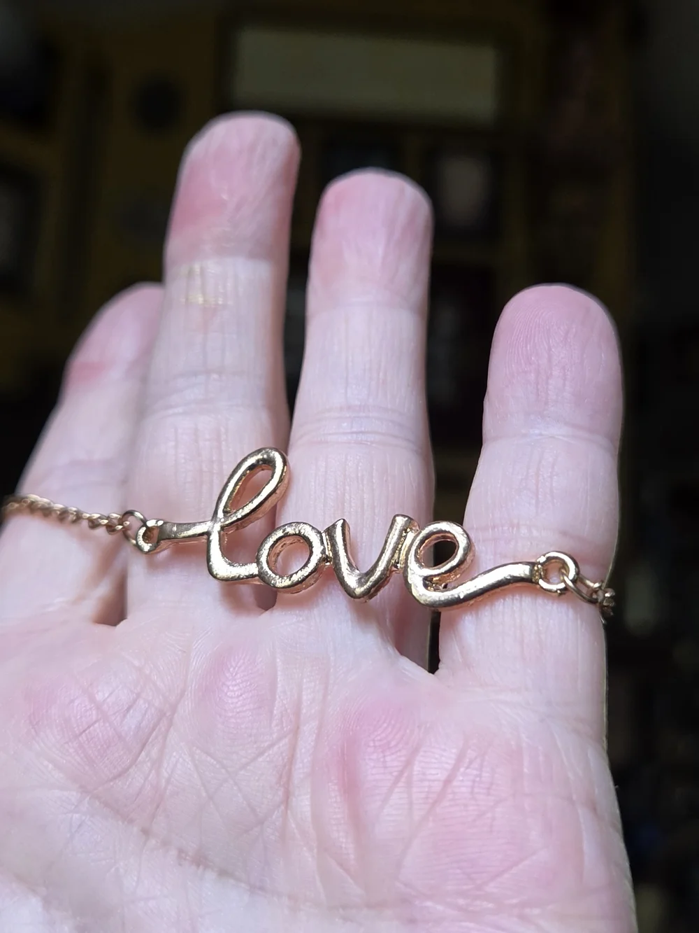 Gold "Love" Script Bracelet - Women's Fashion Jewelry Sz9" - Picture 1 of 5